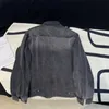 Kvinnorjackor Designer 23 Autumn/Winter New Men's and Women's Classic Triangle Sign Off Shoulder Versatile Workwear Pocket Denim Jacket TW31