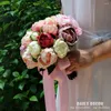 Fleurs décoratives PU pivoine fleur artificielle Bouquet De Mariage demoiselle d'honneur tenant pour mariée De Noiva Mariage rose