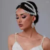 Hair Clips Bridal Headpieces For Wedding Rhinestone-Wedding Headband Forehead Accessories For-Brides Flexible Head-Tiara