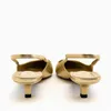 Nxy Sandals Gold Leather Pumps for Women Summer Pointed Toe Heeled Woman Sexy Wedding Wedding Cheels Slingbacks 230406