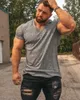 Męskie koszulki biegowe V Szyja Krótkie rękawie T-koszulka Męskie Fitness Slim Fit Sports Strips T-shirt T-TESE TOISS Summer Knited Gym Odzież 230413