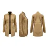 Женское шерстяное пальто прозрачного цвета, тонкое верхнее пальто с длинными рукавами, карманное шерстяное женское пальто, осенне-зимний топ, куртка с полуоткрытым воротником, стиль 231110