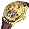 Montres-bracelets Or Zodiac Cheval Hommes Squelette Complet De Luxe Tourbillon Montre Mécanique Saphir Hommes Montres En Cuir Véritable Relogio