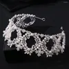 Pinces à cheveux en perles, grande couronne, coiffure de mariage, faite à la main, cercle complet creux, bijoux ronds, accessoires de perles