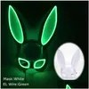 Маски для вечеринок Карнавал El Wire Маска кролика Маска Маскарад Led Rabbit Ночной клуб Женский на день рождения Свадьба 220715 Прямая доставка Dhmdw