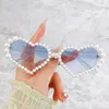 Lunettes De soleil mode en luxe Fine chatoyante amour perle lunettes De soleil femmes coeur décontracté Bling Lentes De Sol Mujer