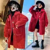 Coat FallWinter 2023 girls woolen jacket fashion stitching plaid design girl's long coat girl kids 412 years old 231113