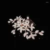 Fermagli per capelli Floralbride che vende cristalli di strass color oro rosa Fiore pettine da sposa Accessori da sposa Damigelle d'onore Donne