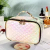 Cosmetic Bags fashion pu portable cosmetic case makeup bag casual square lattice women storage wash 231113