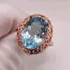 Cluster Rings 10ct VVS Grade Natural Topaz Ring 12mm 16mm Light Blue Silver For Party Luxury 18K Gold Plating 925 Jewelry