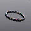 Bracelet de richesse en obsidienne noire colorée, en cristal, pour hommes et femmes, 23CM, soulagement naturel, pierre de guérison Reiki, extensible Pro