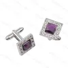 Manschettlänkar 3 Färg Eleganta män Manschettknappar Högkvalitativ klassisk lyxig Rhinestone Crystal Square Cufflink Manlig fransk skjorta manschettknapp J230413