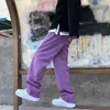 3OL3 Męskie dżinsy męskie Koreańska moda Purple zielone luźne luźne proste vintage Casual Streetwear Danceboard Dance Dżins Cargo Pants W0413