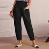 Pantalons pour femmes Pantalons de survêtement à jambes larges Femmes Cargo Coton Lin Taille élastique Poche Vêtements Y2k Streetwear