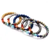 Bedelarmbanden Mode Plating Kraal Natuursteen 7 Chakra Agaat Kralen Armband Reiki Healing Kralen Strand Energie Sieraden