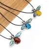 Kedjor Style Natural Shell Necklace Bee-Shaped Brosch Pendant Leather Cord 2mm Charms For Elegant Women Love Romantic Gift