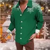 Camisas casuais masculinas com estampa de Natal camisa de manga comprida ao ar livre roupas de festa de feriado top plus size presente de ano