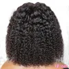 Mongolian Afro Kinky Curly Simulation Human Hair Wigs com franja curta brasileira Nenhuma perucas frontais de renda cheia para mulheres
