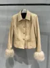 Veste en cuir véritable pour femmes, avec manteau en vraie fourrure mongole, mode coréenne, vêtements de luxe, Slim, Style court, 2023