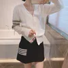 Tom Cardigan Womens Sweater Short Coat Thin White Spring and Autumn Wang Xinling Same Knit 2024 Casual Top