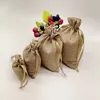 Мешочки для ювелирных изделий, 5 шт., джутовая сумка с шелковой лентой, маленькая сумка на шнурке, сумка для упаковки, показа, свадебного, рождественского подарка