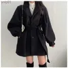 Kvinnors dike rockar Fe Trench Coats Korean Style Single Button Fashionable Windbreaker 2022 New Slim Long Sles Autumn Winter Women Outterwearl231113