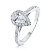 Halo Engagement Rings Wedding Moissanite Ring Pear 1ct 14k White Yellow Gold Jewelry