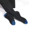 Chaussettes pour hommes 6 paires hommes affaires robe Tube haute qualité pur coton décontracté marque Design de mode bleu points motif MaleMiddle