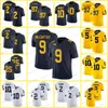 9 JJ McCarthy College Michigan Wolverines Jersey CORUM 2 Woodson 10 Tom Brady 97 Aidan Hutchinson Peppers Football Cousu Hommes Jaune Bleu Blanc