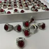 Anelli a grappolo 5 pezzi / set di alta qualità vintage ovale rosso granato pietra tailandese argento signore gioielli all'ingrosso per le donne accessori da uomo