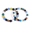 Strand 10st 8/10mm Mashup Stone Balance Beads Armband Howlite Aquamarine Striped Black Agate Par Lover Women