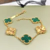 four leaf clover Bracelet Natural Shell Gemstone Gold Plated 18K designer for woman T0P quality official reproductions fashion crystal luxury premium gifts 004