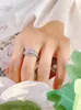 Pierścienie klastra proste 925 Srebrny pierścień srebrny żeński liść moda temperament ślubna biżuteria hurtowa