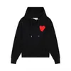 Amis Pull Amisweater 니트 스웨터 후드 Amis Paris Hooded Pullover Red Heart 남자 여성 캐주얼 한 땀 셔츠 Coeur Heart Love 패턴 땀 점퍼 5973