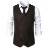 Men's Vests Vest Autumn And Winter Style Temperament Double Breasted Striped Suit British Casual