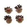 Hair Clips 10pcs/lot 50MM 3D Handmade Wool Felt Cartoon Animal Deer Button Patch Kawaii Christmas Style Garment Shoes Decor