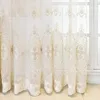 Curtain European Style Luxury Pearls Embroidered Tulle Curtains For Living Room French Chic Flowers Embroidery Sheer Drapes Bedroom