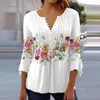 Blouses pour femmes femmes été à la mode Sexy bouton Cardigan 7 manches chemise col en V décontracté ajusté tunique vêtements hauts vêtements de sport pour femme