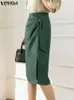 Skirt Fashion Office Lady s 2023 VONDA Female Casual Long High Waist Elegant Solid Aline s Femininas Bottoms 230413