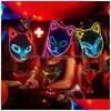 Party Masks Halloween El Color Neon Cosplay LED Glowing Cat Glow in the Dark DJ Club Props 220920 Drop Delivery Home Garden Festive S Otpxz