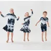 Família combina com roupas crianças meninos meninos da primavera da primavera TIZ DYE CLOGON Casual Casual Crianças Fashion Set Top e Romper Combating Roupas 230412