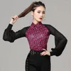 Stage Wear Ballroom Dance Top Donna Mesh Samba Costume Modern Dancewear Latin Practice Deisgner Abbigliamento Salsa Dancing Outfit DL7574