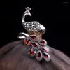 Anéis de cluster amxiu brilhando 925 esterlina prata pavão artesanal anel aberto granadas vermelhas para mulheres jóias de festa ajustável