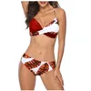 Women's Swimwear Colour Block Print High-Breasted Straps Bikini Set Two-Piece Swimsuit Tankini Women 2023 Bathing Suits