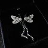 Brincos de Moda Moda Cora de Prata CZ Dragonfly Tassel Long Women Water Drop Temperment Butterfly Retro Jóias