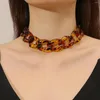 Chains Exaggerated Leopard Print Black Acrylic Choker Necklace For Women Vintage Bracelet Jewelry Gift Wholesale