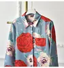 Women's Blouses Style Flower Printed Silk Top Spring And Autumn Loose Long Sleeved Mulberry Shirt National Fashion