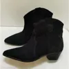 디자이너 New Isabels Dicker Suede Ankle Boots 정품 가죽 패션 New Pop Marant Paris Western에서 영감을 얻은 활주로 Dickers Booties Shoes