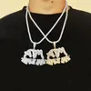 Colares pendentes Hip Hop atm viciado em dinheiro cubic zircon cz gelado de rapper rock letras