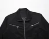 Men's Jackets High Street Solid Color Oversize Coat Black Loose Retro Casual Flying Zipper Jacket Y2K Stand Collar Men Outerwear